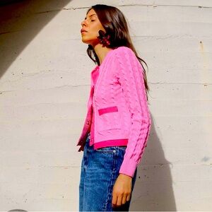 NWT Ribbon Trim Cable Knit Cardigan